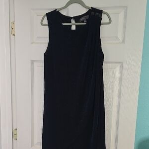 Donna Ricco Blue Sheath Scoop Neck Midi Dress